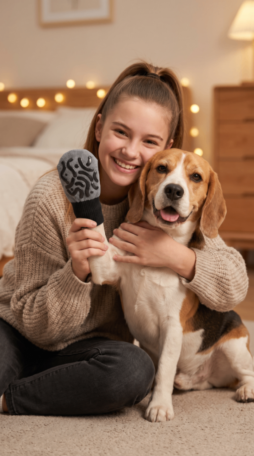 Lily H.'s dog wearing Grippy Paws