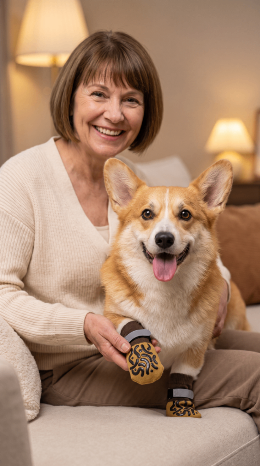 Brenda S.'s dog wearing Grippy Paws