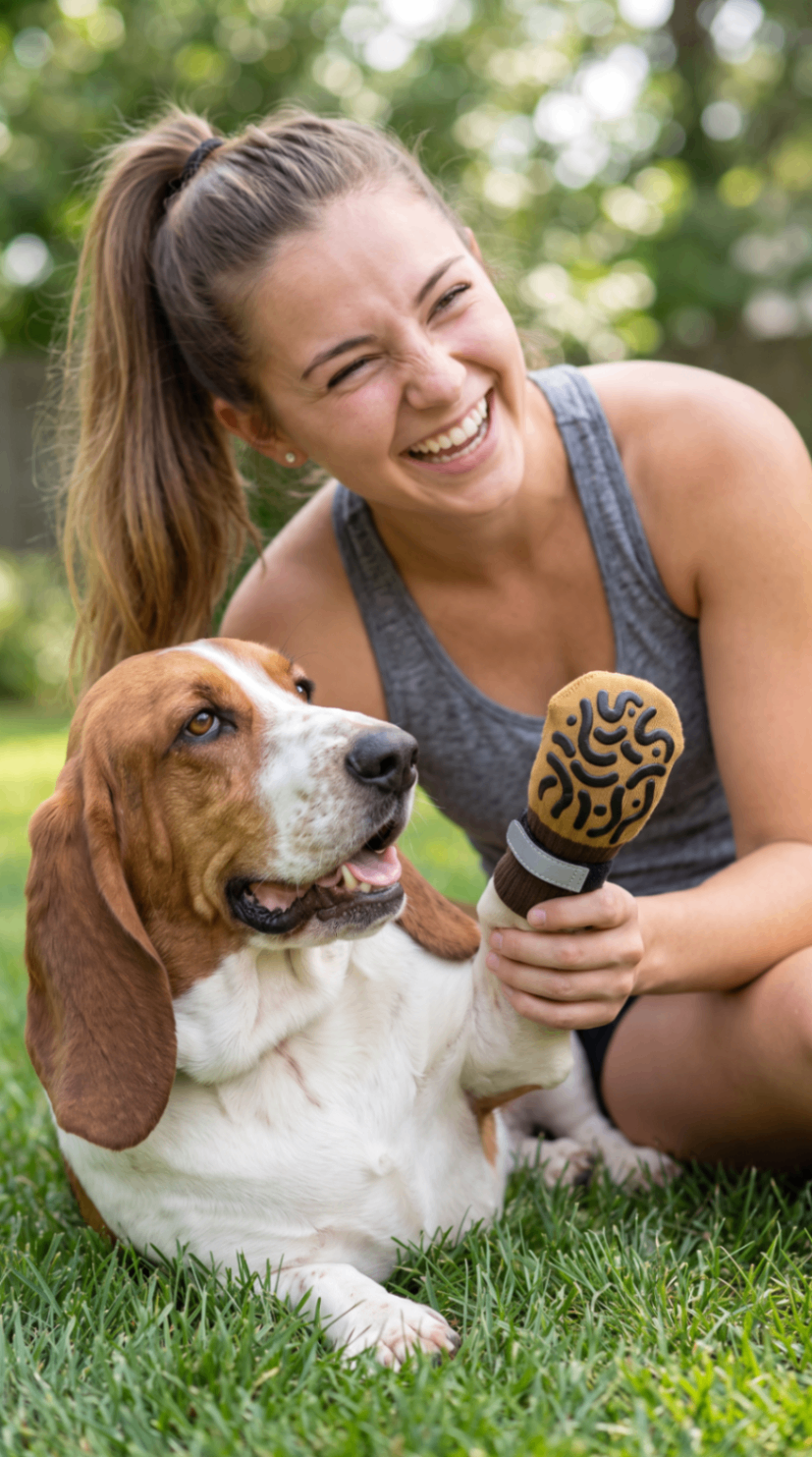 Chloe P.'s dog wearing Grippy Paws