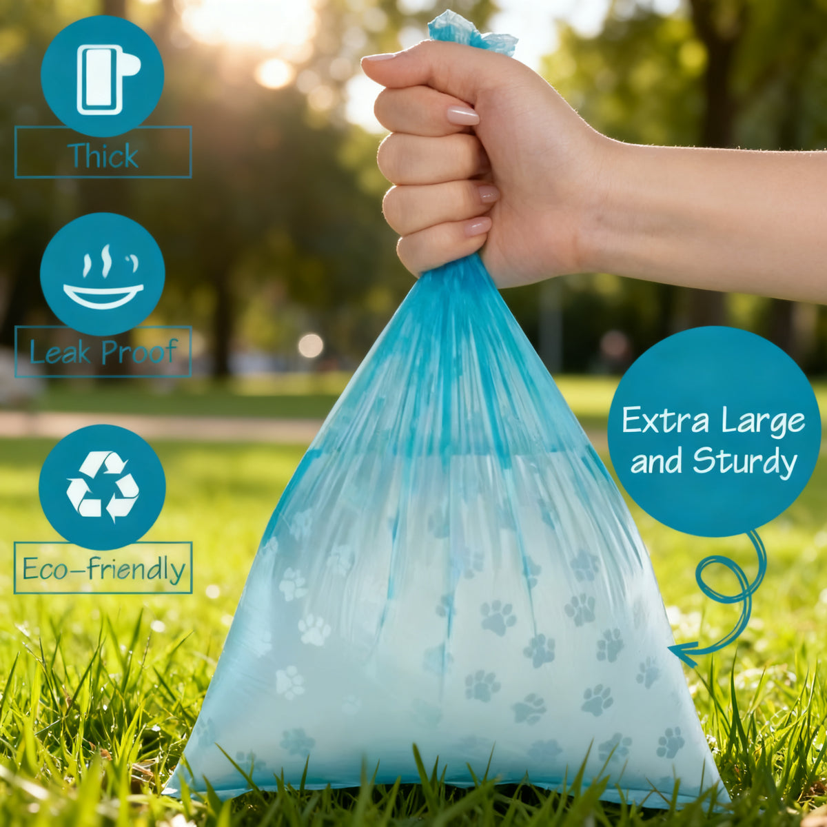 The Parlor Poop Bag Set — Colorful Paw Print Rolls + FREE Bone-Shaped Dispenser