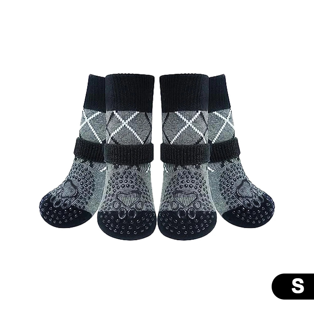 4Pcs/Set Anti-Slip Protect Paws Dog Socks Black Tie Anti-Shedding Breathable Non-Slip Socks for Medium Large Elderly Puppy Socks