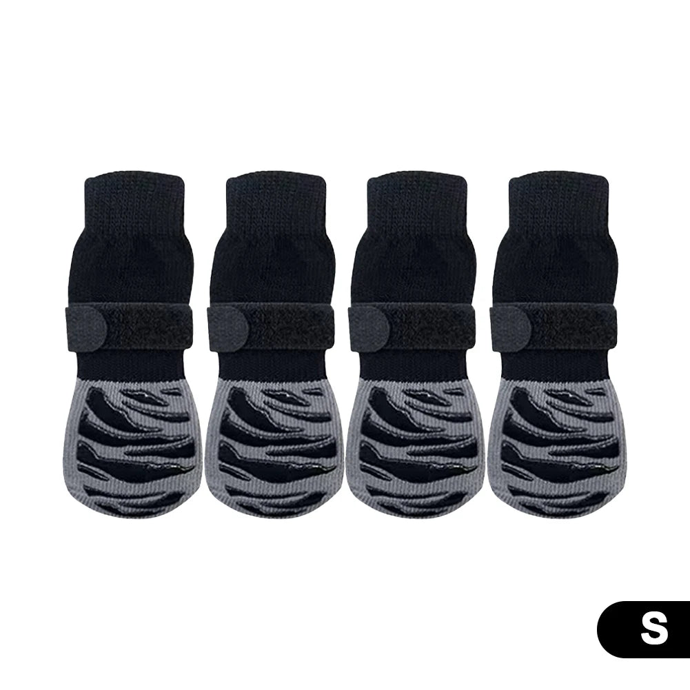 4Pcs/Set Anti-Slip Protect Paws Dog Socks Black Tie Anti-Shedding Breathable Non-Slip Socks for Medium Large Elderly Puppy Socks