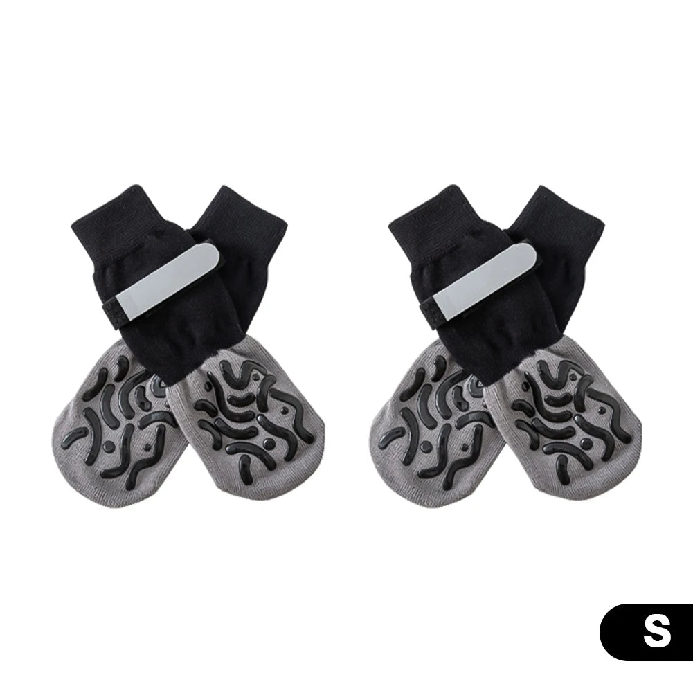 4Pcs/Set Anti-Slip Protect Paws Dog Socks Black Tie Anti-Shedding Breathable Non-Slip Socks for Medium Large Elderly Puppy Socks