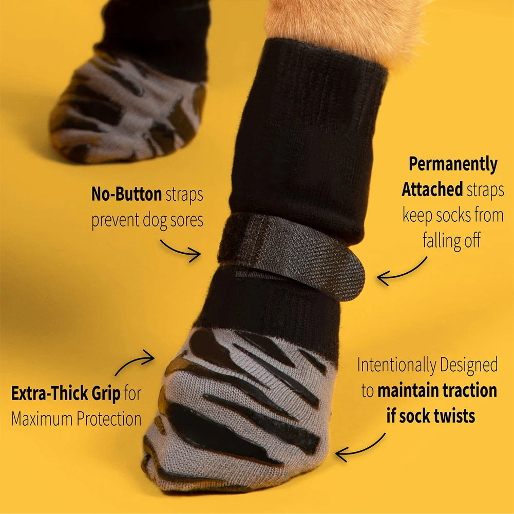 4Pcs/Set Anti-Slip Protect Paws Dog Socks Black Tie Anti-Shedding Breathable Non-Slip Socks for Medium Large Elderly Puppy Socks